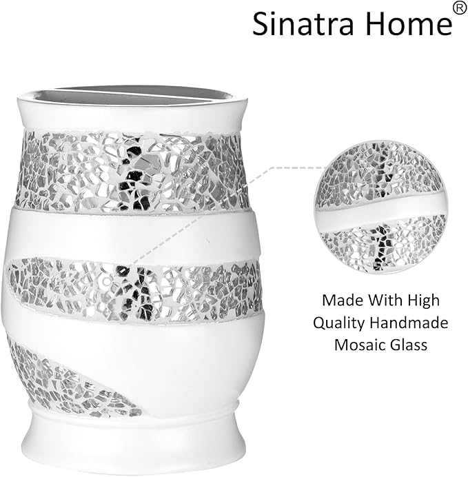 Zahari Home Sinatra Bath Tooth Brush Holder Modern Tooth Brush and Toothpaste Holder, White