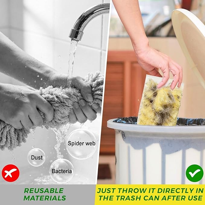 Duster Refills,Static Dust Removal Brush Disposable Replacement Head Compatible with Swiffer Duster Refills for Electronics, Furniture, Blinds, Ceiling Fans (Yellow, 30 Refills+1 Extension Pole)