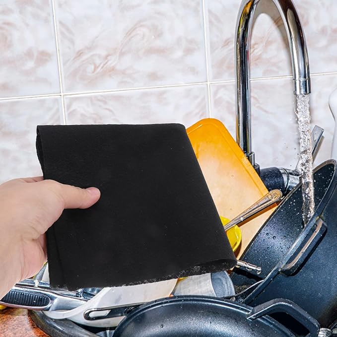 8pcs Microfiber Cleaning Cloth for Glass and Car 30x30cm Black Reusable Lint-Free Window and Mirror Wiping Towels Household Cleaning Supplies