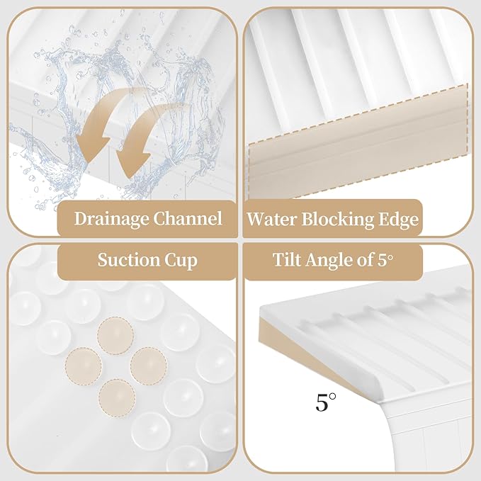 Sink Edge Protector with Suction Cup, 24" x 4", Silicone Sink Splash Guard for Kitchen & Bathroom, Protect Countertop from Scratches, Stains, for Stainless Steel Granite Quartz