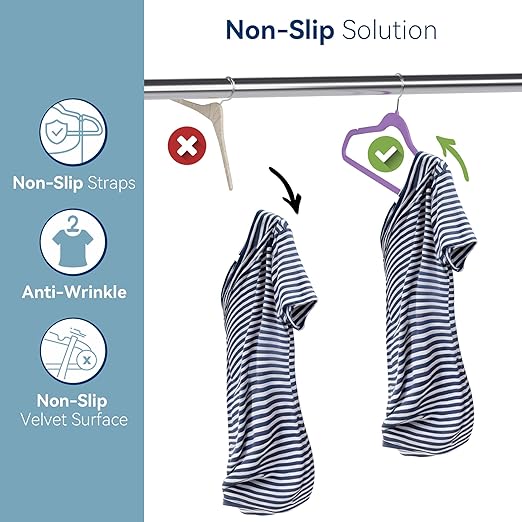 Premium Velvet Hangers 60 Pack, Non Slip Clothes Felt Hanger Heavy Duty for Coat, Premium Slim Space Saving Suit Hangers for Closet Organizer, 360° Rotating Silver Hook