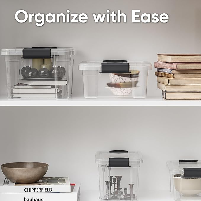 Superio Storage Bins with Lids- Clear Boxes for Organizing, Stackable Plastic Containers- BPA Free, Non-Toxic, Odor Free, Organizer for Home, Office, Dorm, 13.7 Qt, 3 Pack