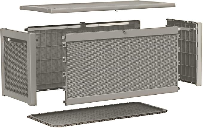 260 GallonOutdoor Storage Box,Resin Deck Boxes Waterproof, IndoorOutdoor Bin for Package Delivery, Patio Cushions, Gardening Tools, Lockable, UV Resistant