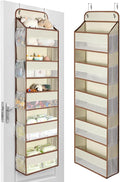 Yecaye 1 Pc 5 Tier Over the Door Organizer with 15 Pockets | 44lb Load Over the Door Storage | No Sagging Closet Organizers and Storage | Versatile Nursery Hanging Organizers for Home Dorm - Beige