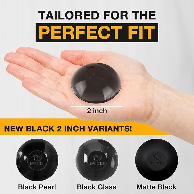 Ducki Wall Protectors - 4 Black Glass - Self Adhesive, Reusable Solution for Stopping Wall Damage & Noise from Doors, Refrigerator & More in Your Home & Office - Durable, Shock Absorbent, Discreet