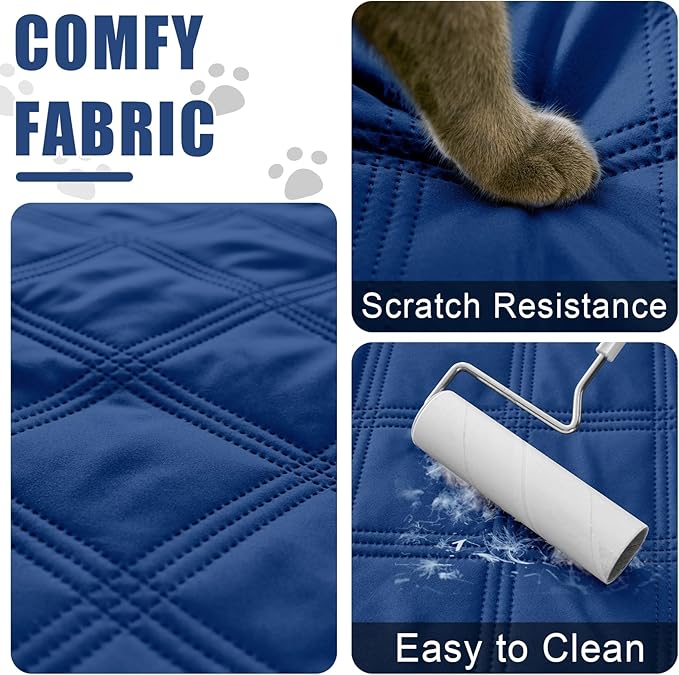 Smiry Waterproof Dog Bed Cover Blanket 40x50, Soft Reversible Pet Blanket, Washable Leakproof Cats Dogs Couch Cover for Sofa, Couch, Furniture, Lattice, Navy/Navy