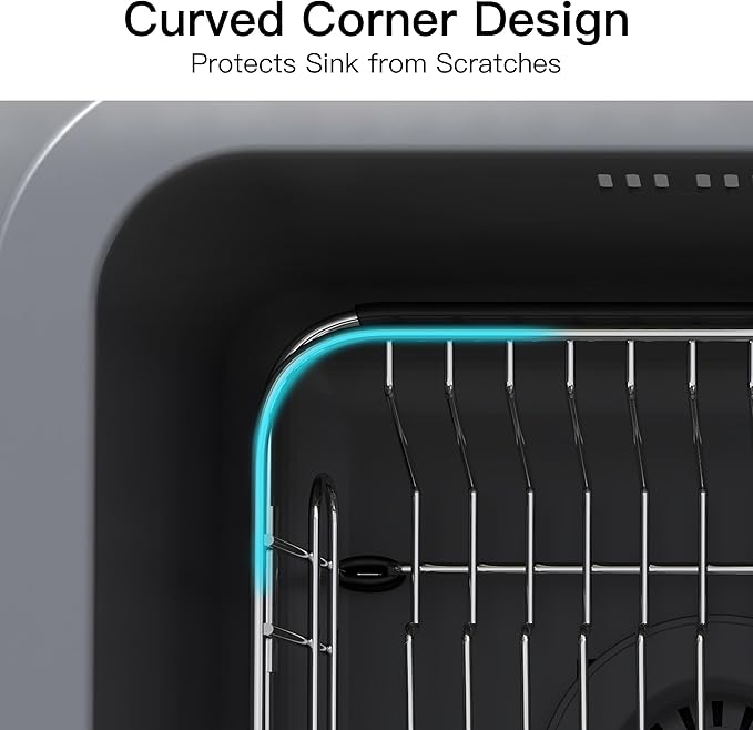 Apartment RV Small Dish Drainer Drying Rack Over The Sink In Stainless Steel for Narrow Kitchen, Counter Space Saving Compact Expandable Metal Plate Dryer Strainer, Modern Above Wire Drain Holder