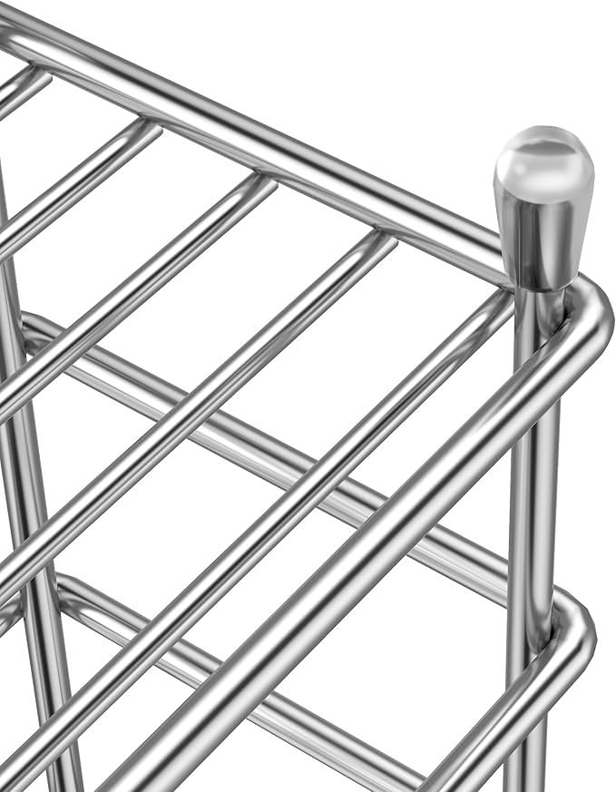HBlife Medium Toothbrush Holder for Bathroom, 7 Slots Silver Stainless Steel Bathroom Accessories Organizer for Small Spaces