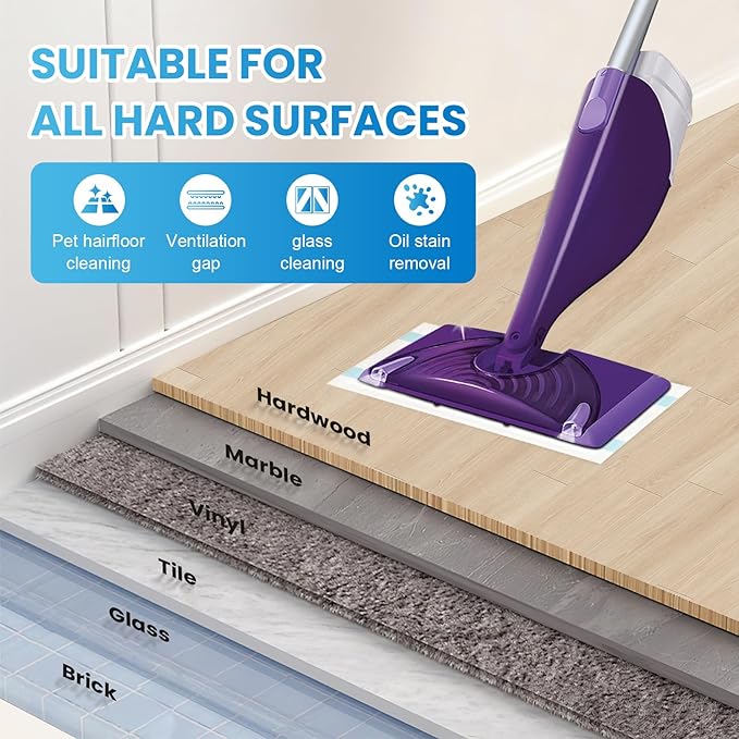 60 Count Wet Pads Refill for Swiffer Wet Jet Spray Mop - Wet Jet Pads,Made of high-end Cotton,5X Highly Absorbent, Suitable for All Floor Surfaces, Deep Cleaning of Stubborn Stains