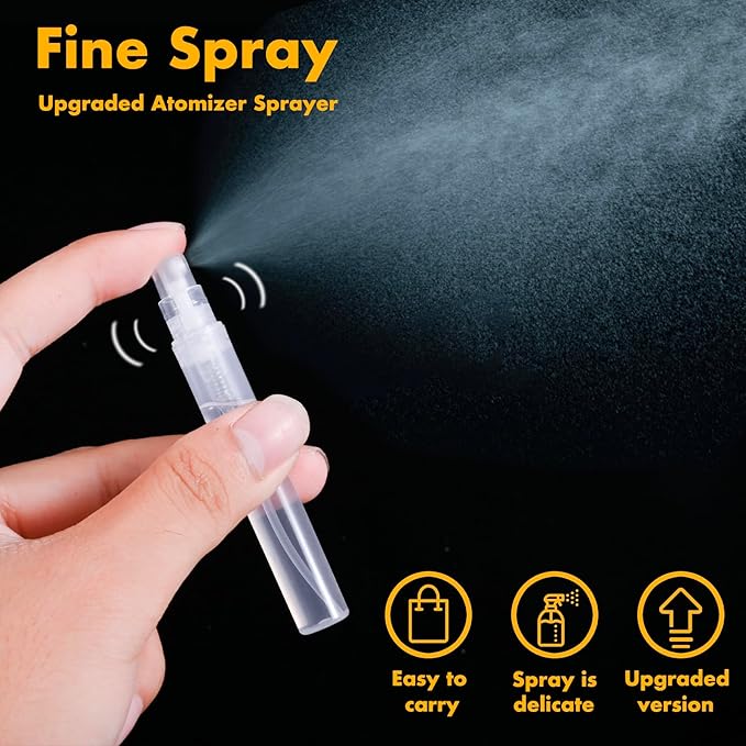 Mini Perfume Sample Bottles, 4 ml Plastic Small Spray Bottle 10 Pack, Fine Mist, Portable Perfume Travel Refillable Bottle, Upgraded atomizer sprayer, Clear