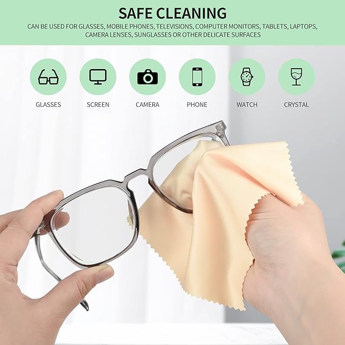 18 Pack Microfiber Cleaning Cloths (7" x 6") Multicolor Glasses Cleaning Cloth for Eyeglasses, Camera Lens, Cell Phones, Laptops, LCD TV Screens and More