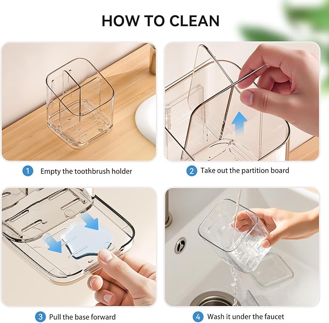 Toothbrush Holders for Bathrooms, 3 Slots Detachable Toothbrush Holder Wall Mounted with Divider, Removable Electric Tooth Brush and Toothpaste Holder Organizer for Bathroom Countertop/Kitchen/Office