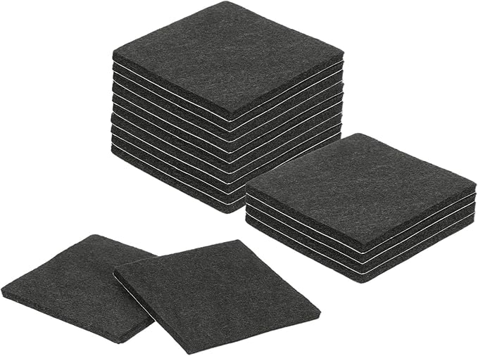 uxcell Felt Furniture Pads, 16Pcs 3.35" x 3.35" Adhesive Backed Felt Non-Slip Anti-Scratch Chair Leg Protectors for Protecting Hardwood Floor, Black