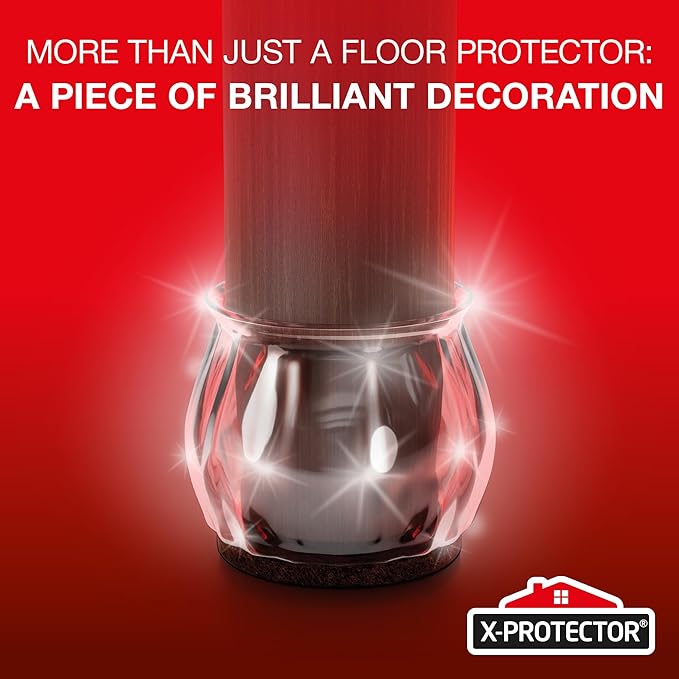 32 PCS Chair Leg Floor Protectors with Felt Pads X-Protector - 1.4" - 1.8" - Furniture Pads for Hardwood Floors - Clear Chair Pads - Floor Protectors for Chairs - Brown Chair Leg Covers!