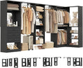 Unikito Modular Closet System with 3 Sets, 131”Corner Closet Organizer System With Mirror, Drawers, Hanging Rods & Adjustable Shelves, Freestanding Wood Wardrobe Organizer, Walk in Closet Tower, Black