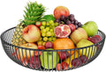 Simple Trending Round Metal Fruit Basket Bowl for Kitchen Counter - Rust-Proof, Non-Slip & Breathable Wire Organizer for Fruits, Veggies, Snacks, Black (11“ Diameter x 3.2” H)