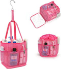 Mesh Shower Caddy Portable for College Dorm Room Essentials, Shower Tote Bag with Hanging Hook and Drawstring, Quick Dry Toiletry Bag with 6 Pockets for Bathroom, Swimming, Gym, Camping, Beach, Travel