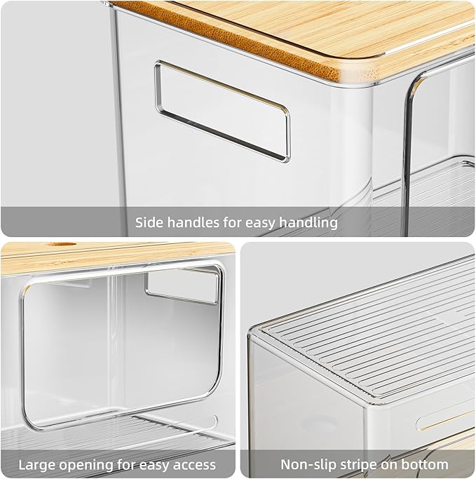Under Sink Organizer,Plastic Trash Bag Holder Dispenser,Stackable Pantry Laundry Room Home Organization,Bamboo Lid Potatoes Onions Storage Container for Kitchen,Set of 3 for 13/30/33 Gallon Bags
