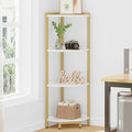 Corner Shelf Stand, Corner Bookshelf, Storage Standing Shelf Unit with Metal Frame, Plant Stand, Bookcase for Living Room, Home Office, Bedroom, 4-Tier White Gold CS05803A