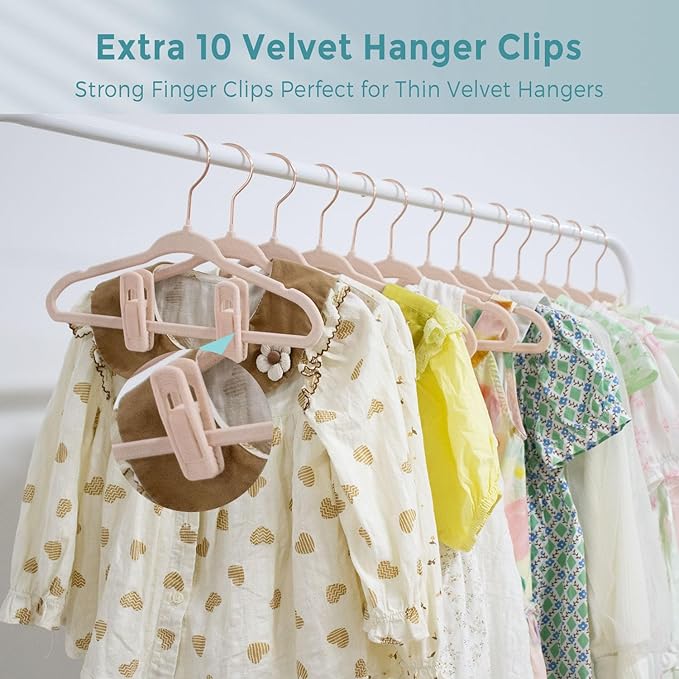 14 Inch Velvet Kids Hangers - 30 Pack, Durable & Non-Slip Closet Organizers for Big Kids & School-Age Children, Ultra Slim Space-Saving Design (13.8" W x 7.8" H), Pink