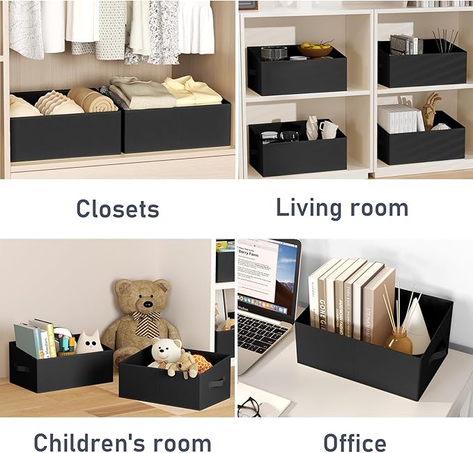 DIMJ Closet Storage Bins 6 Pack - Fabric Storage Baskets for Shelves, Large Clothes Organizers with Handles, Trapezoid Shelf Organization Storage Cubes for Purse, Toys, Books, Towel, Clothes