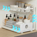 Under Sink Organizer, 1 Pack, 2 Tier Pull Out Sliding Shelf, Adjustable Height, Heavy Duty, Cabinet Organizer for Kitchen Bathroom, Tool-Free Install, White