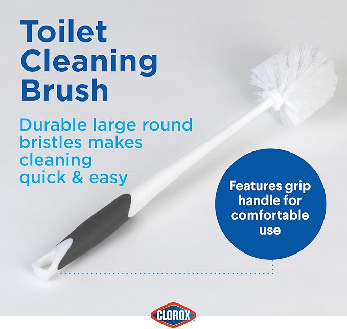 Clorox Toilet Plunger and Bowl Brush Combo with Caddy, 6.75 x 7 x 19.5 in, White/Gray (Pack of 12)