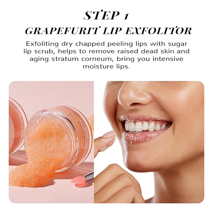 ANAI RUI Hydrating Lip Mask & Lip Scrub Set, Lip Overnight Treatment For A Softer & Smoother Pout, Lip Exfoliator Scrub and Moisturizer Set, Vegan & Cruelty-Free, Graperuit