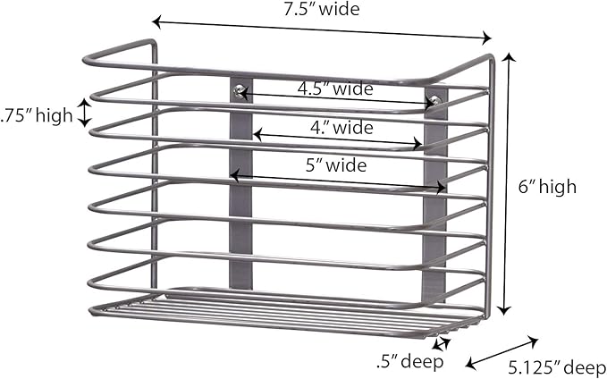 Household Essentials Door Mount Cabinet Organizer, Steel Wire Basket, Attractive Nickel Powder Coating, Great for Saving Space, Mounts to Solid Surface with Hardware Included