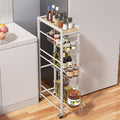 4 Tier Slim Rolling Storage Cart with Pull-Out Baskets, Narrow Sliding Storage Slim Laundry Cart Slim Rolling Kitchen Cart