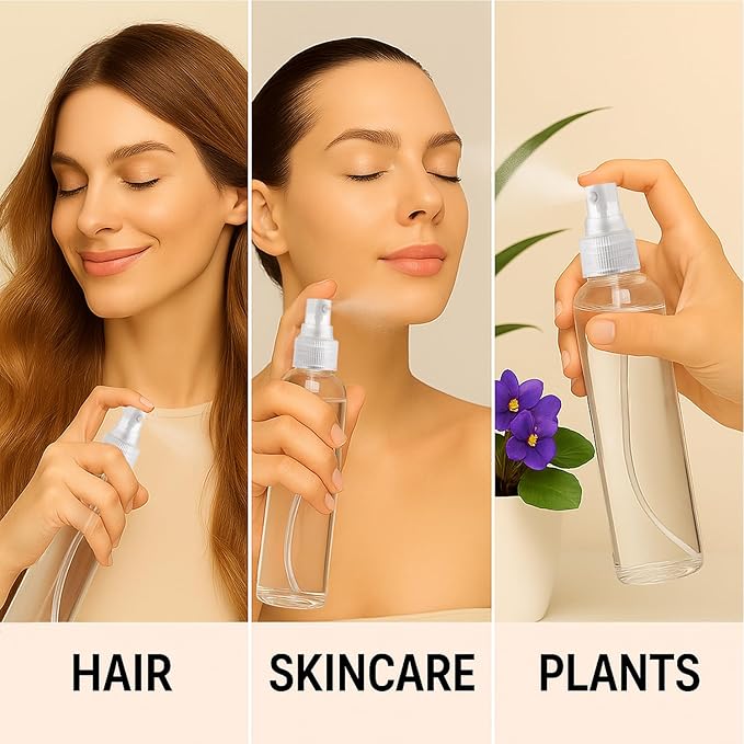 Bar5F Clear Plastic Spray Bottles – 8.5 oz / 250 ml (3-Pack) Refillable Water Spray Bottle Set | Fine Mist Spritzer for Hair, Plants & Beauty Use – Empty Reusable BPA-Free Plastic Bottles Made in USA