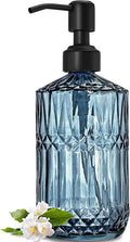 JASAI 18Oz Blue Soap Dispenser with Black Rust Proof Pump, Refillable Bathroom soap Dispenser with Thick Glass, Kitchen Soap Dispenser for Hand soap & Dish Soap.(Blue)