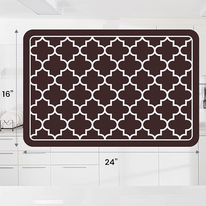 WISELIFE Dish Drying Mat Super Absorbent Drying Mat Large Dish Drying Mats for Kitchen Counter Easy Clean Dish Mat Kitchen Drying Mat16"x 24" Stylish Chocolate