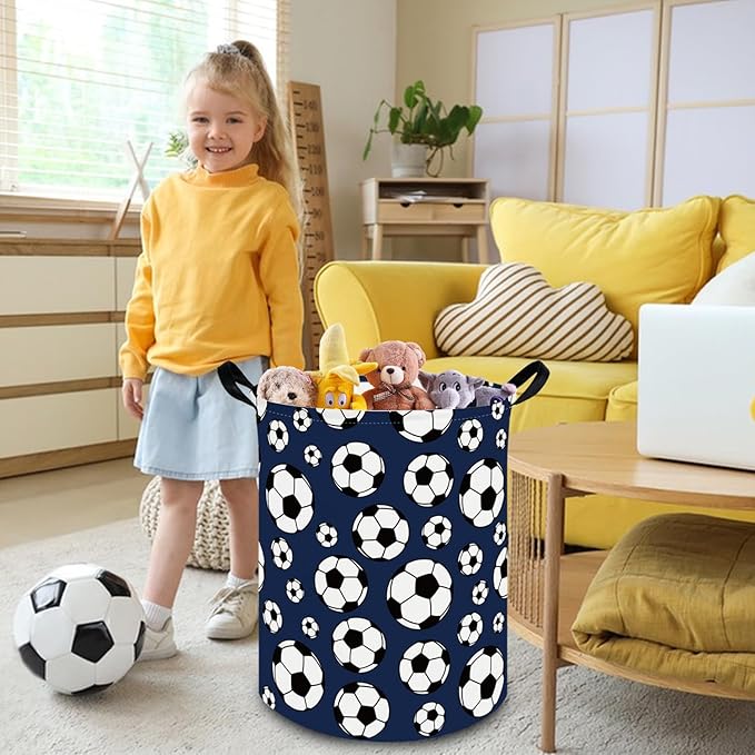 FXOLCSHE Laundry Hamper,Football Soccer Basket Kids Storage Basket,Kids Gift Basket,Waterproof foldable laundry basket,Boys soccer hamper(Soccer)