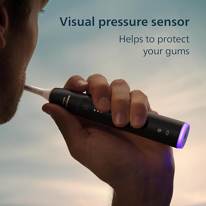 Philips Sonicare 6700 Series Electric Toothbrush - Next-Generation Sonicare Technology, Pressure Sensor, 9 Brushing Settings, SmarTimer, BrushPacer, 21-Day Runtime, Travel Case, Black, HX7411/06