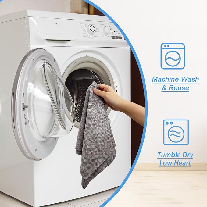 75 Pack Microfiber Cleaning Cloth Roll,Reusable Tear Away Microfiber Towels,Washable Ultra Absorbent Rags Drying Dishcloths for Car,Home,Garage or Shop(Grey)