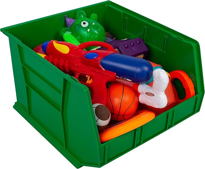 Akro-Mils 30270 AkroBins Plastic Storage Bins, Space-Saving Stackable Bins for Garage, Pantry, Craft Organization, 18-Inch x 16-Inch x 11-Inch, Green, 3-Pack