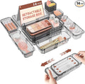14 Pcs Clear Drawer Organizer, Adjustable Drawer Storage Box, 3-Size Desk Drawer Organizer, Acrylic Storage Bins for Makeup, Kitchen Utensils, Bedroom Dressers Tool Organizer for Gadgets, Black