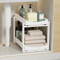 Bamboo Under Sink Organizer and Storage, 1 Pack Pull Out Cabinet Organization, 2 Tier Vertical Slide Out Undersink Storage Shelf, Multi-Purpose Organizer Shelves for Kitchen Bathroom Medicine, White