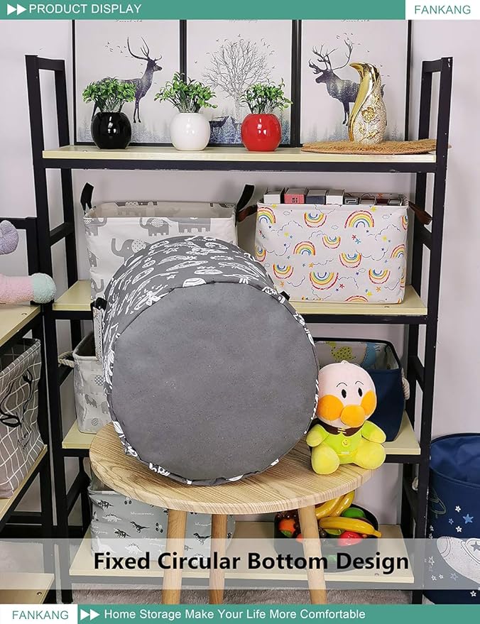 FANKANG Storage Basket, Nursery Hamper Canvas Laundry Basket Foldable with Waterproof PE Coating Large Storage Baskets for Kids Boys and Girls, Office, Bedroom, Clothes,Toys（Space Planet）
