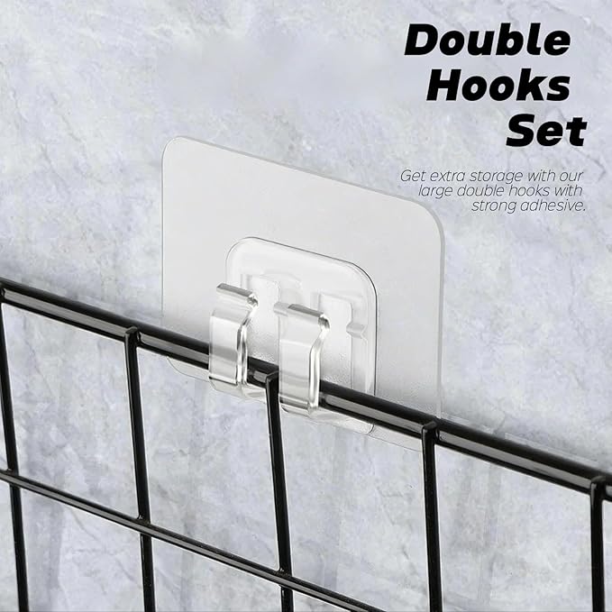 25Pack Shower Caddy Adhesive Replacement Strong, Waterproof Adhesive Hooks & Strips for No-Drill Corner Shelves, Bathroom Storage & Kitchen Racks Cable Holders for Hanging up to 15lb