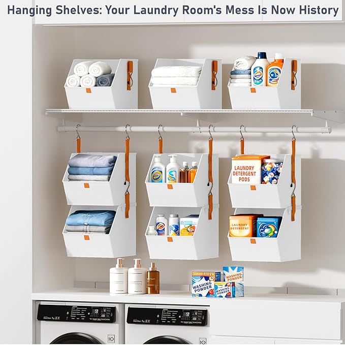 DIMJ Hanging Closet Organizer - 4 Tier Collapsible Hanging Shelves with Hooks Zipper, Fabric Clothes Organizer, Space-Saving Storage Bin Basket for RV, Bedroom, Laundry Organization