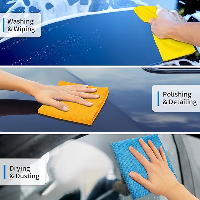 HOMERHYME Microfiber Cleaning Cloth, 150 Pack Cleaning Rags Microfiber Towel Bulk Absorbent Lint-Free Wash Cloths, All-Purpose Towels for Cars, Shop, Automotive, Garage, Home and Kitchen 11.5"*11.5"