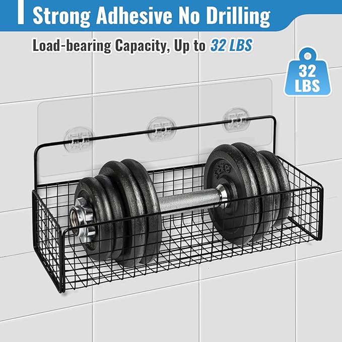 15 Pack Shower Caddy Adhesive Replacement - Strong No Drilling Shower Shelf Adhesive Hooks for Bathroom Storage Shelves & Kitchen Racks, 3 Sizes Included