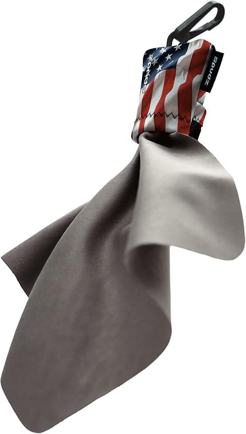 SPUDZ Ultra Microfiber Lens Cleaner – Closable Pouch, Clip-On, Washable – for Optics, Scopes, Glasses | USA Flag, 6 x 6 Inch
