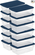 Sterilite Stackable 6 Qt Storage Box Container, Clear, Marine Blue Lid (60 Pack)