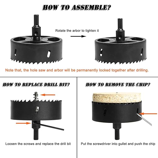 4 Hole Saw for Recessed Lights, 4 Inch Hole Cutter with Dust Bowl Catcher for Led Recessed Lighting 4 Inch and Wood Metal Drywall, Bi-Metal Construction, Black