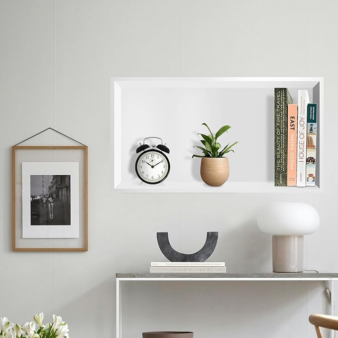 BATHFINESSE Shower Niche 24" X 12" White, Stainless Steel Wall Niche Recessed Shower Shelf for Bathroom Storage, No Tile Needed Over Mount Installation