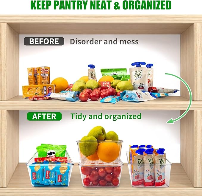 3 Pack Pantry Organizers,Clear Plastic Organizer Bins for Kitchen,Fridge,Drawer Organization and Storage, 4 compartment Snack Containers for Spice Packets,Tea bag