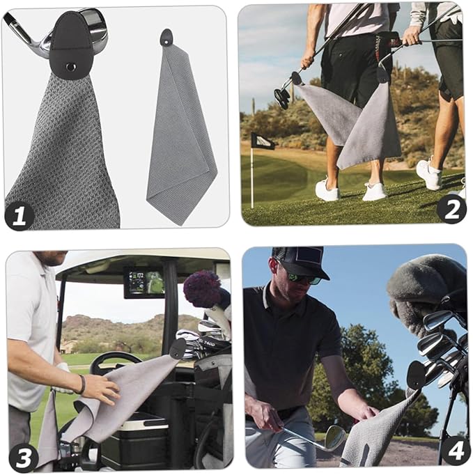 Alipis Magnetic Golf Ball Towel Microfiber Quick-Dry Sports Golf Accessory Outdoor Sweat Absorbent Cleaning Cloth